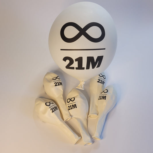 25 Luftballons aus Naturlatex mit Motiv ∞ / 21M