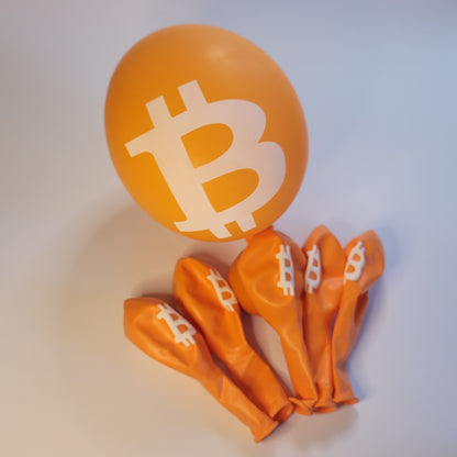 25 Luftballons aus Naturlatex mit Motiv Bitcoin