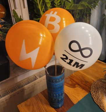 25 Luftballons aus Naturlatex mit Motiv Bitcoin