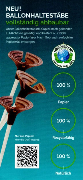 25 Papier-Ballonhaltestäbe mit Cup