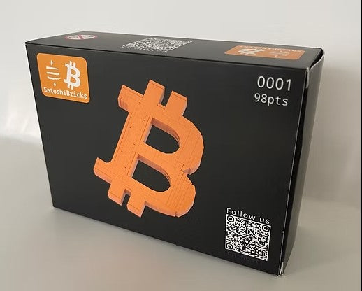 Bausatz "Bitcoin-Zeichen" aus Klemmbausteinen